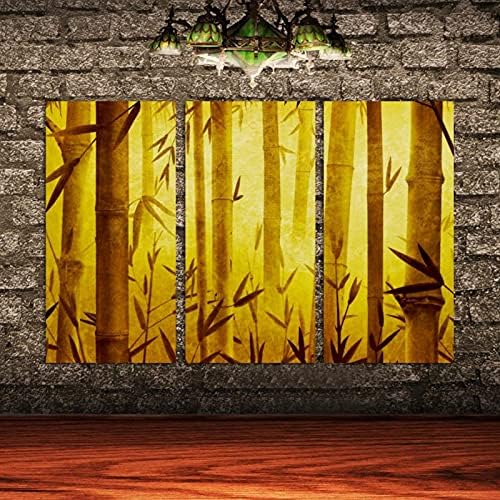 Zidna umjetnost za dnevni boravak, ulje na platnu veliki uokvireni bambus Zlatna šuma umjetničko djelo