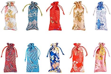 PH PandaHall 10pcs Silk Drawstring Bag 3x6 inčni Kineski svile Brocade torbica Advent Calendar torbe Candy Sachet nakit torba za vjenčanje Favor torbe rođendan Božić Nakit Storage