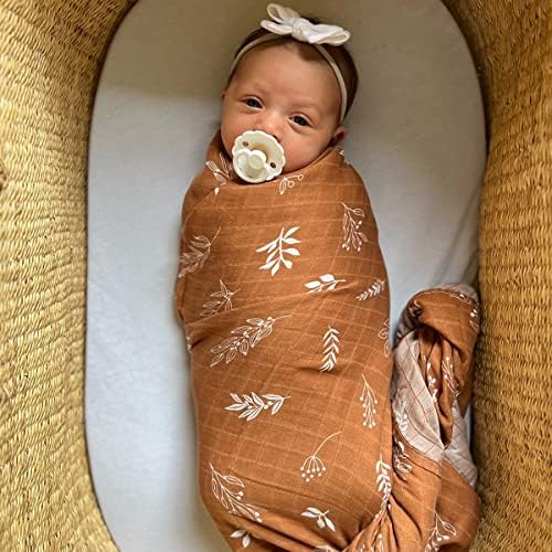 LifeTree muslin swaddle deke za dječake i djevojke, neutralna beba za djecu unisex novorođenčeti pokrivač pokrivača swaddle, 47 x 47 inča, boho brončani list