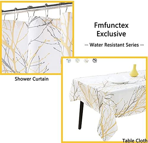 FmFunctex žuta bijela zavjesa za tuširanje za kupatilo 72 Stablo otporno na vodu uzorak za tuš za
