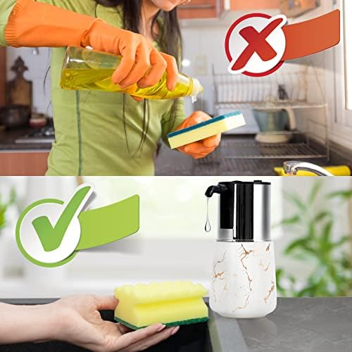 Automatski raspršivač sapuna, keramički sapun sa sapunom za sudoper za sudoper, automatsko sapun za kupaonicu, ručni raspršivač za višekratnu upotrebu i punjenje tekućih sapuna, mramorni bijeli
