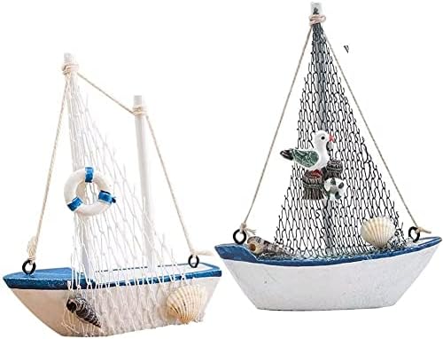 3kom Mini jedrilica dekor, Nautički okean dekor Model drveni minijaturni jedrilica plaža Home