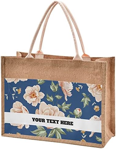 Mnsruu Custom Tote torbe za višekratnu burlupu s ručkama, personalizirane vreće jute, uzorak cvjetnog