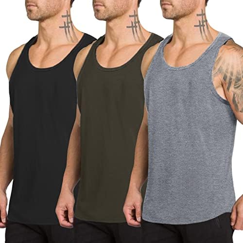 Turetrendi, muške 3 paketne vrhove vježbanja košulja za suho fit bez rukava Stringer mišićne majice