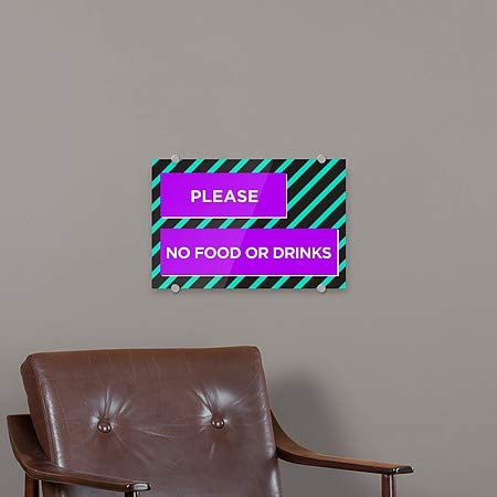 CGsignLab | Molim vas, nema hrane ili pića -Modern blok Premium akrilni znak | 18 x12