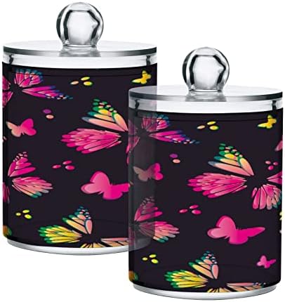 Kigai Colorful Butterfly Qtip Holder - 14oz Clear Plastic apotekarne tegle za kupaonicu Canister Dispenser