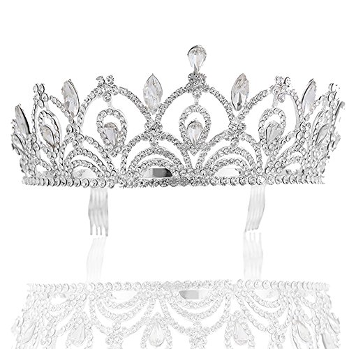 Sppry ženska tijara sa češljem-kraljica Kristalna kruna za mladenke na rođendanskoj zabavi Vjenčanja, ružičasto zlato