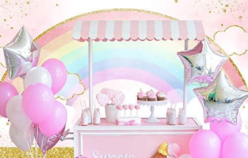 Ticuenicoa 5x3ft Rainbow backdrops Baby Shower pozadina ružičasto zlato 1. rođendan fotografija pozadine Akvarelni oblak djevojke dekoracija za prvu rođendansku zabavu torta stol Banner djeca Photo Booth rekviziti