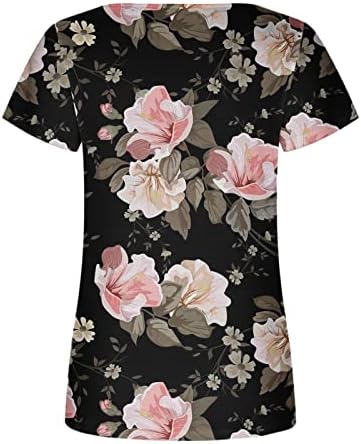 Ženski sakrij trbuh 2023 Ljetna tunika košulja kratkih rukava s dugim dugim majicama cvjetni print