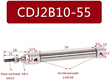 Priključak za crevo CDJ2B-10 Pneumatski cilindar Dvostruko djelovanje Jednokrevetne šipke 10 mm Promjer provrta