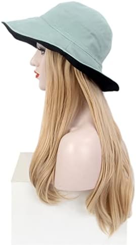 SDFGH modni ženski šešir za kosu jedna zelena nijansa Ribarski šešir perika duga ravna Zlatna perika
