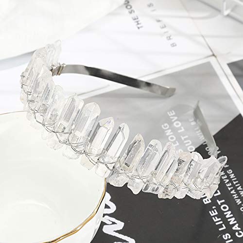 Raw Crystal Quartz traka za glavu kruna-Rhinestone Tiara Mermaid Crown traka za glavu za Žene Bride