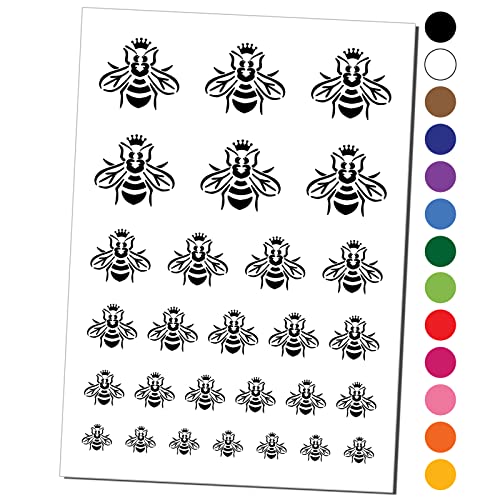 Queen pčela sa košnicama od krune medene privremene tetovaže vodootporna lažna karoserija Kolekcija umjetnosti - crna
