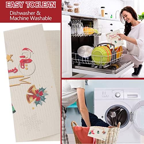 6 komada Božićne krpe za čišćenje Xmas za višekratnu upotrebu ručnika za kuhinjske posuđe Ručnici Spužva za čišćenje