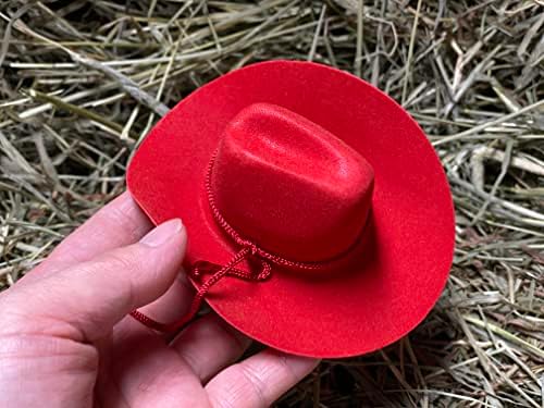 12kom Mini kaubojski šešir Zapadno vjenčanje favorizira ukras 4 crvena