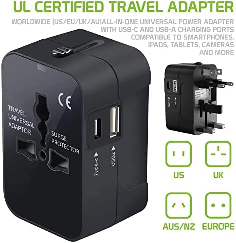 Putni USB Plus Međunarodni Adapter za napajanje kompatibilan sa ZTE Sonata 4G za Svjetsku snagu za 3 uređaja
