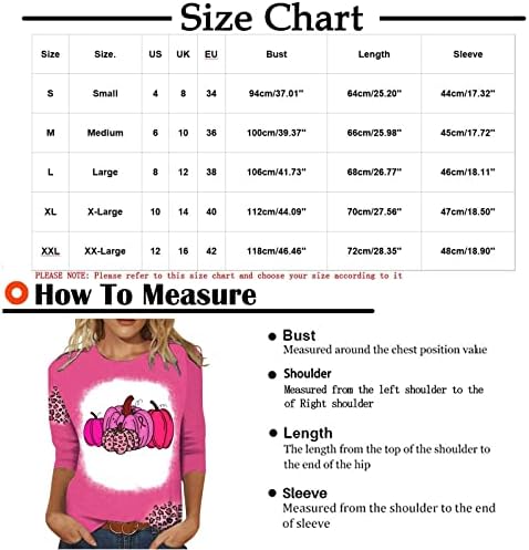 Košulja za podizanje raka dojke Women 3/4 ružičaste ružičaste listopad od 2022 Fall Leopard Ribbon Pumpkin
