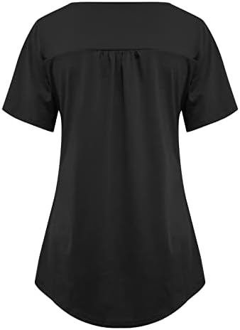 Oslobađajuća majica za žene za žene kratki rukav čipka Vneck vrat Spandex Ruched Basic Top T majice Dame