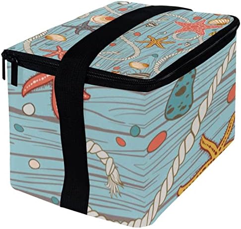 Guerotkr torba za ručak za žene,Muška kutija za ručak,izolovana torba za ručak,plavi uzorak školjke okeanske