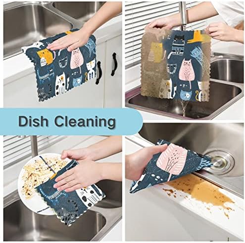 Cataku Slatke plave mačke Krpe za kuhinje za pranje posuđa za vešanje krpe za čišćenje krpe ručnici za suđe mikrofiber krpe krpe za posudu za kuhinju, 6 paketa