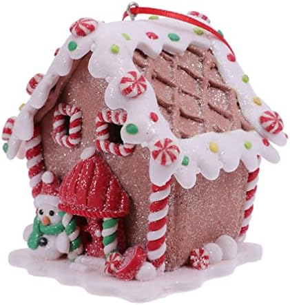 PRETYZOOM Božić osvijetljeni Gingerbread House Ornamenti LED Light up minijaturni Božić Claydough Gingerbread Man kuća Model Candy House sa Candy Cane dekorativni Holiday Božić Tree dekoracije