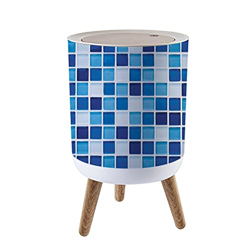Mala kanta za smeće sa poklopcem plavi mozaik okrugla kanta za smeće od 7 litara elastičnost pres Poklopac poklopac korpa za otpatke za kuhinjsko kupatilo 1,8 galona