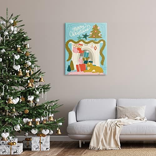 Stupell Industries Whimmical kamin sretan božićni platno Zidna umjetnost, dizajn Kristina Hulfrantz