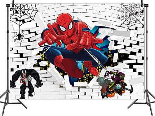 Bijela cigla zid Spiderman fotografija pozadina 5x3ft poliester superheroj Cityscape paukova mreža za djecu