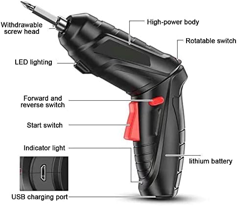 Bkdfd ručna bušilica Električni odvijač alat 3.6 V prijenosni USB punjenje sa LED svjetlom Akumulatorska