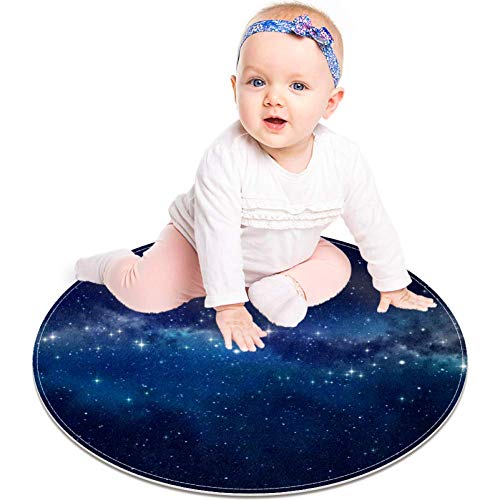 Deep Space Blue Galaxy Star, Neklizajući otirač 23,6 okrugli tepih tepisi tepisi za decu spavaća soba soba Za decu Igraonica rasadnik