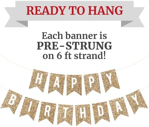 Gold Birthday Party Bundle-1 unaprijed nanizani Hretan Birthday Banner + 30 potpuno sastavljen