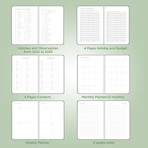 TSFPapier Undated Academic Weekly & Monthly Planner for 2022, 2023, 2024 and 2025, 6.1x8.2 12 - Month Academic Spiral Planner with Tabs, Thick Paper + Twin-Wire Binding , Thick Paper, Twin-Wire Binding, Inner Pocket, Naljepnice