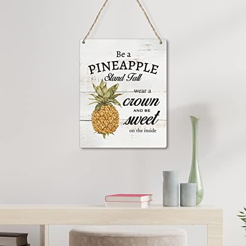 Budite vinski znak od ananasa Zidna umjetnost, rustikalni ananas drveni viseći znak za seosku kuću kućni kuhinjski