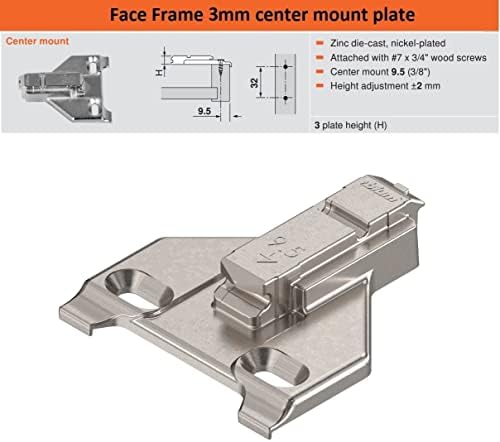 Blum - 3 mm - središnja ploča za montiranje - za ormare za okvir za lice - Zavrtavanje - kompatibilno sa bilo