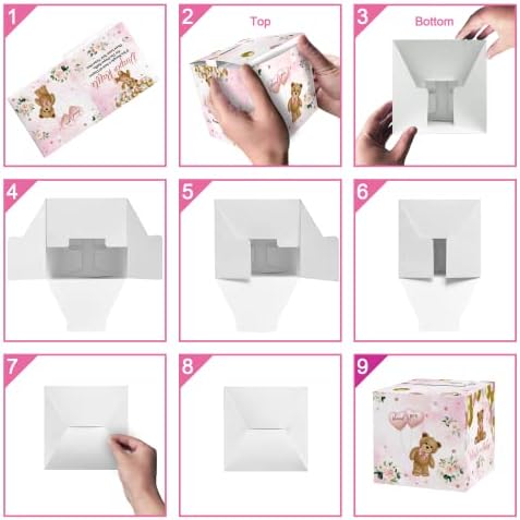50 komada kartone za pelene sa bebinim tušem igara kutija ružičasti medvjed, ružičasti balon