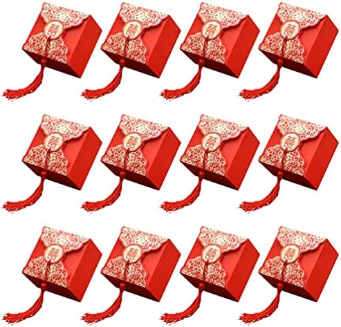 Galpada Baby Stuff Božićni dekor Stuff Kineski vjenčani bombonski bomboni kutije za slatkiše sa vrpcom Papir poklon kutija za zabavu za vjenčanje (Crvena djeverudžerska poklona Bride Gifts Božićni dekor