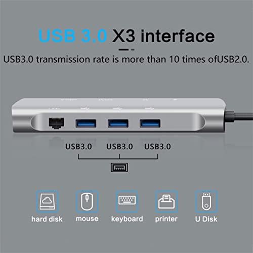 LIRUXUN Tip C do-kompatibilan 4K 30Hz RJ45 USB 3.0 Adapter Tip C HUB Dock za pro air laptop Splitter