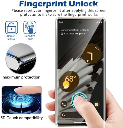 [2 + 2 paket] Zaštitnik zaslona s cixelom, 9h kaljeno staklo, ultrazvučni kompatibilan za otiske prstiju, 3D