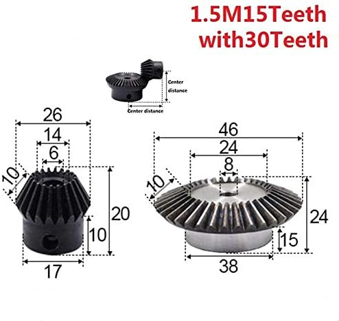 MOUNTAIN MEN Accessories 2pcs / lot 1:2 zupčanik 1.5 modul 15 zuba + 30teeth unutrašnja rupa 8mm 90 stepeni pogon komutacija Čelični zupčanici Čelični zupčanici vijak M5 industrijski naučni