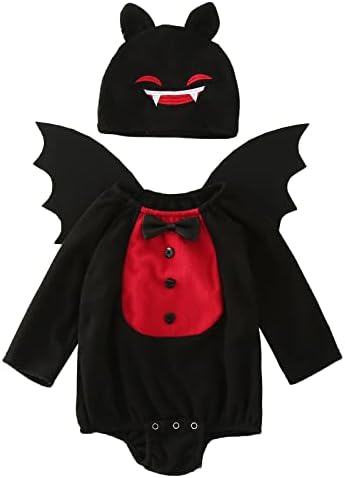 XBKPLO Baby Shirt novorođenčad Dječaci Djevojčice Halloween Bat Monster Meki flis Crtić Baby Boy Dress Shirt bodi
