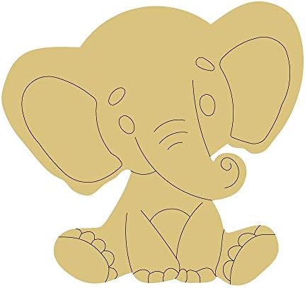 Elephant dizajn po linijama izrez nedovršena drvena životinja za djecu vješalica za vrata MDF oblik platna stil