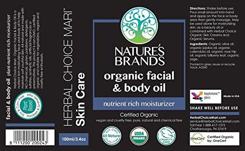 Organic Facial & amp; Ulje za tijelo by Herbal Choice Mari - no Toxic Synthetic Chemicals-TSA-odobrena veličina putovanja