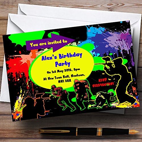 Paintball Laser oznaka Personalizirani pozivnice za rođendan