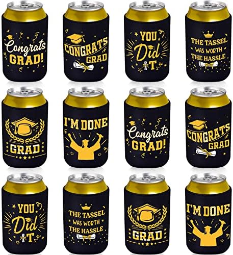 12 komada diplomiranog partija hladnjak, crni zlatni ukrasi 2023 pivo može čestitati gradskim