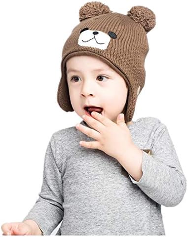 Llmoway Baby novorođenčad Fleece obložen pletit Hat Kids Winter EarFlap Pom Beanie