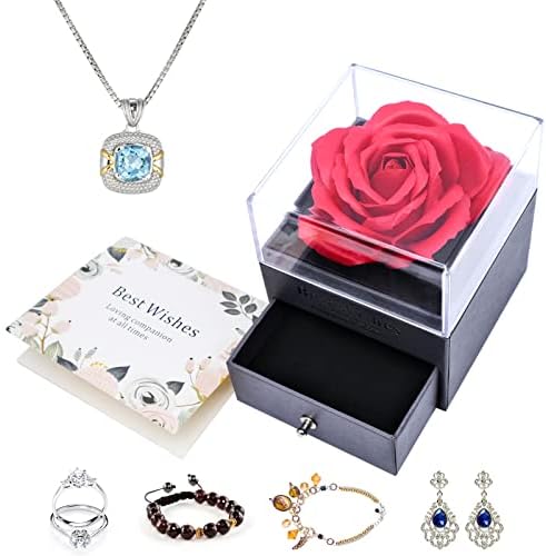 Smro poklon kutija za ružu nakit, s poklon karticom i torbama, ogrlice narukvice naušnice za rođendan, godišnjicu, dan zaljubljenih
