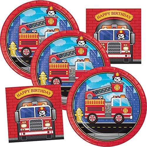 Vatrogasne potrepštine za rođendanske zabave tanjiri vatrogasnih kamiona i salvete opslužuju do