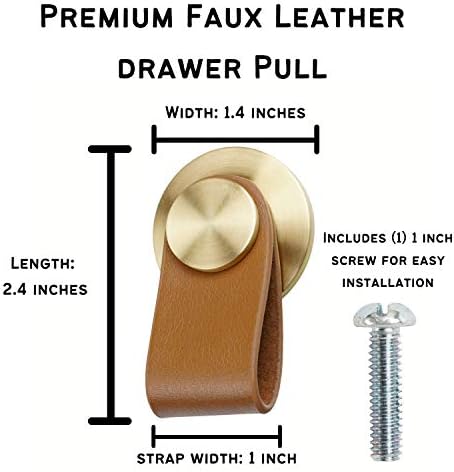 Happy Wicks Leather Pulls-Premium izvlačenje ormarića od umjetne kože – Set od 4 kožne ladice