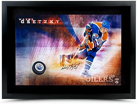 Wayne Gretzky AUTOGREGE 16x24 Photo Puck šamar pucao je probijanje putem uljana UDA - autogramirane NHL fotografije