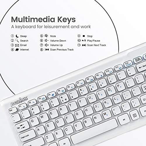 Perixx PERIDUO-707w AR, bežična Mini Tastatura & Set miša-Chiclet Keys-Sjajni bijeli-arapski izgled